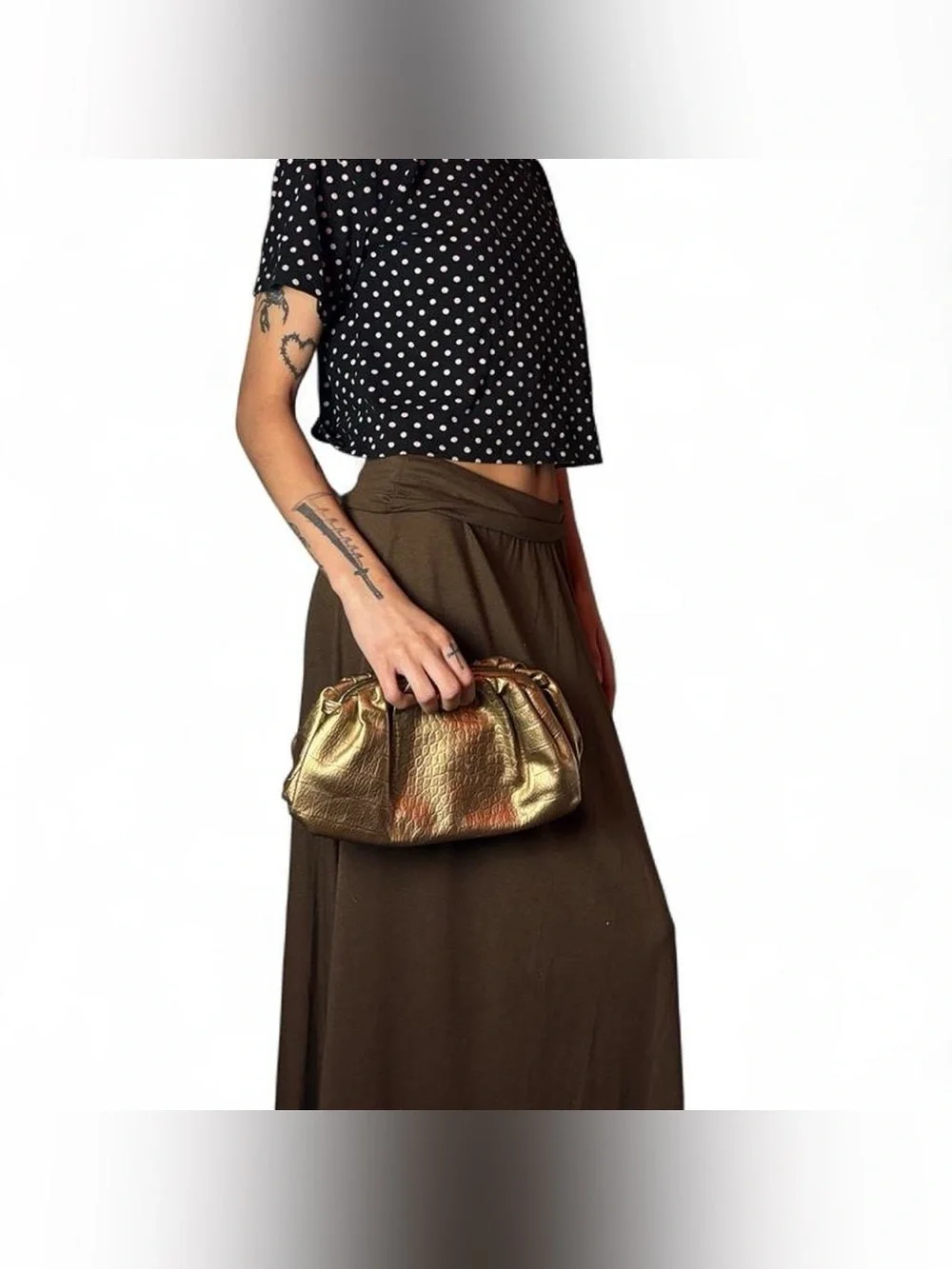 Small Gold Faux Croc Clutch Purse